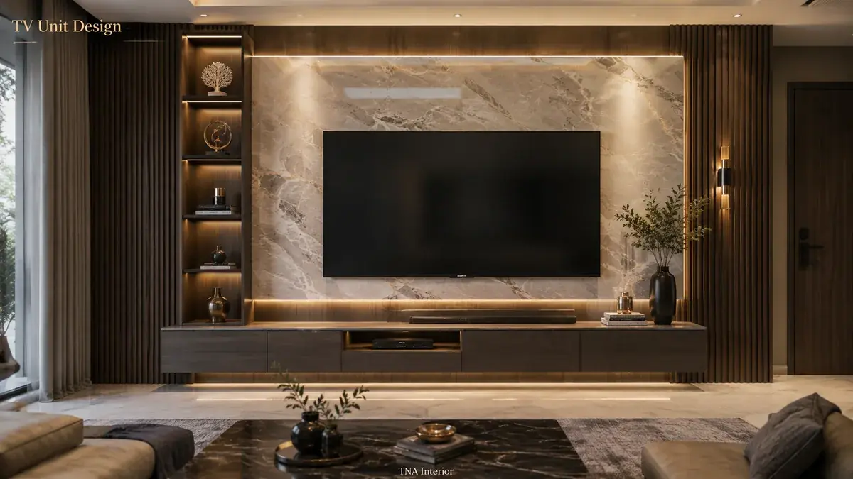 TV Unit Design image by TNA Interior